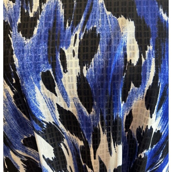 Alfani  Blue Multi Color Printed Asymmetrical Pullover Blouse Size L (12/14) - Picture 5 of 9
